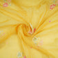 Mustard Yellow Floral Cutdana Embroidery Pure Banaras Mul Chanderi Fabric SGS-30693