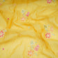 Mustard Yellow Floral Cutdana Embroidery Pure Banaras Mul Chanderi Fabric SGS-30693