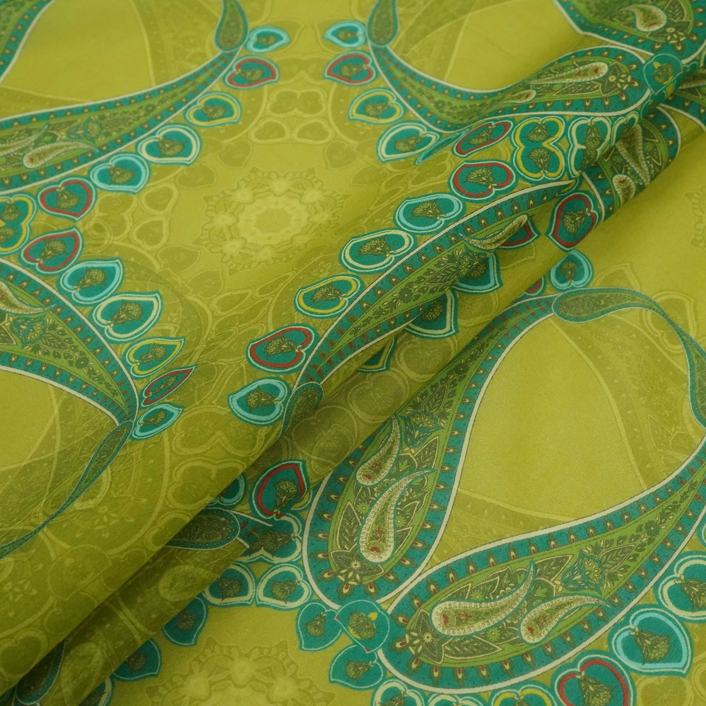 Mehendi Green Mughal print Mul Chanderi Fabric VF-31344