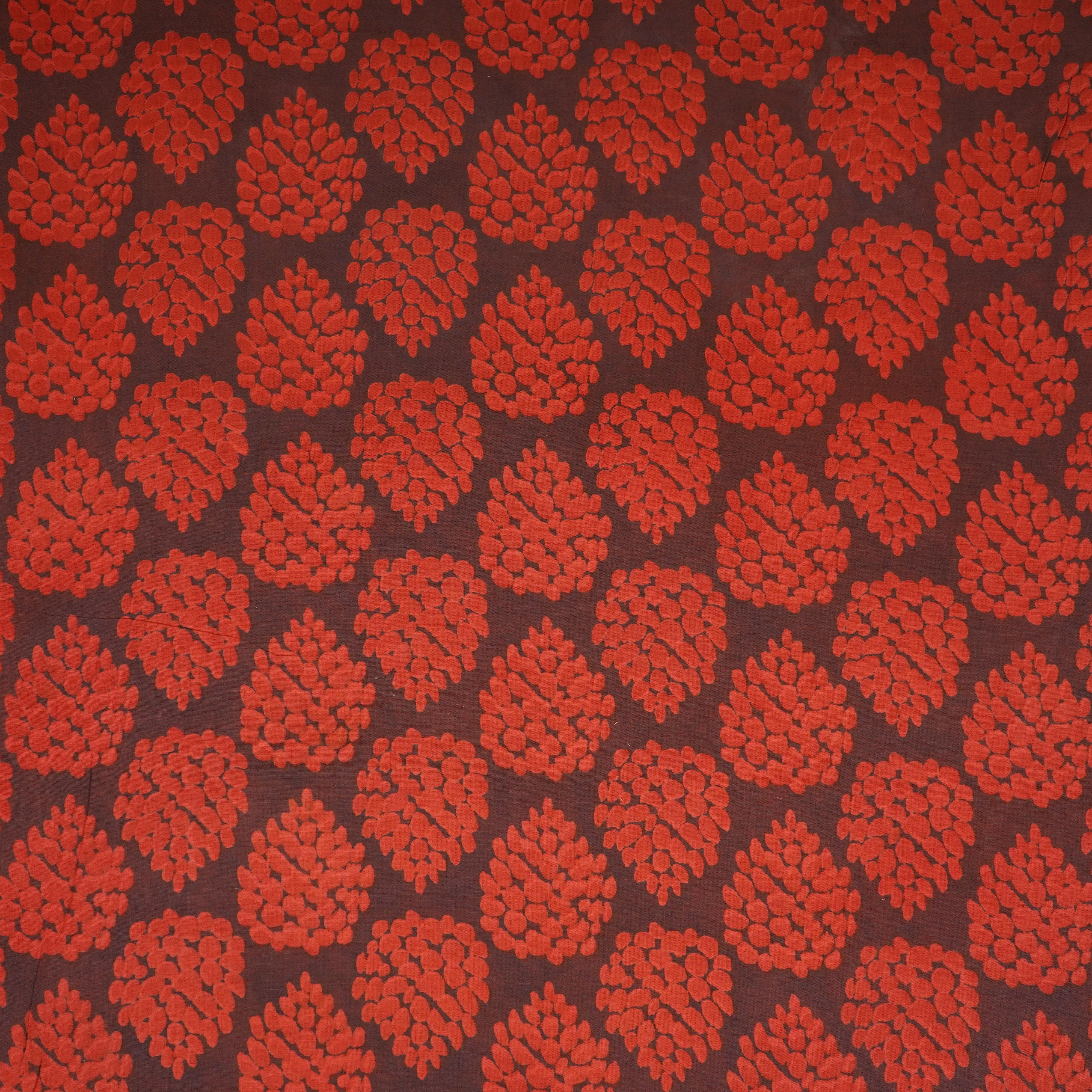 Brick Red Dabu Print Cotton Fabric NC-29650 - TradeUNO