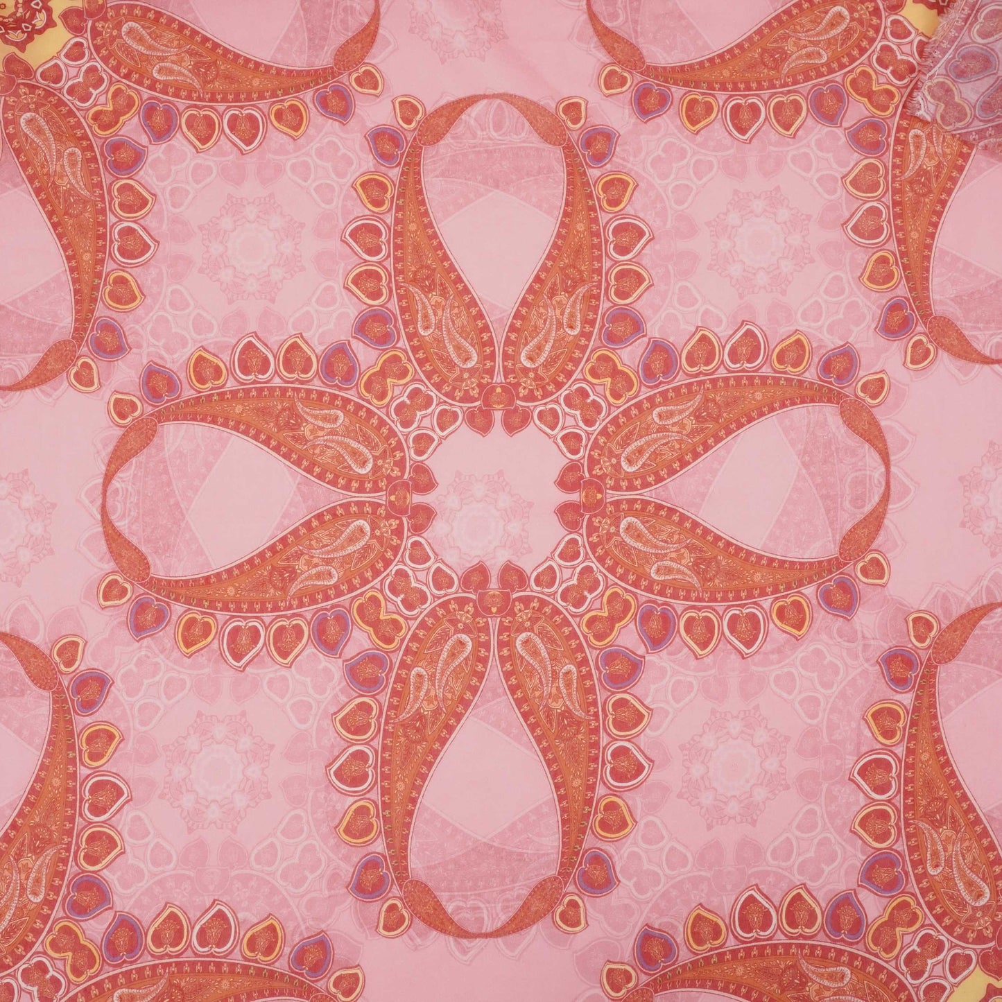 Rose Pink Mughal print Mul Chanderi Fabric VF-31343