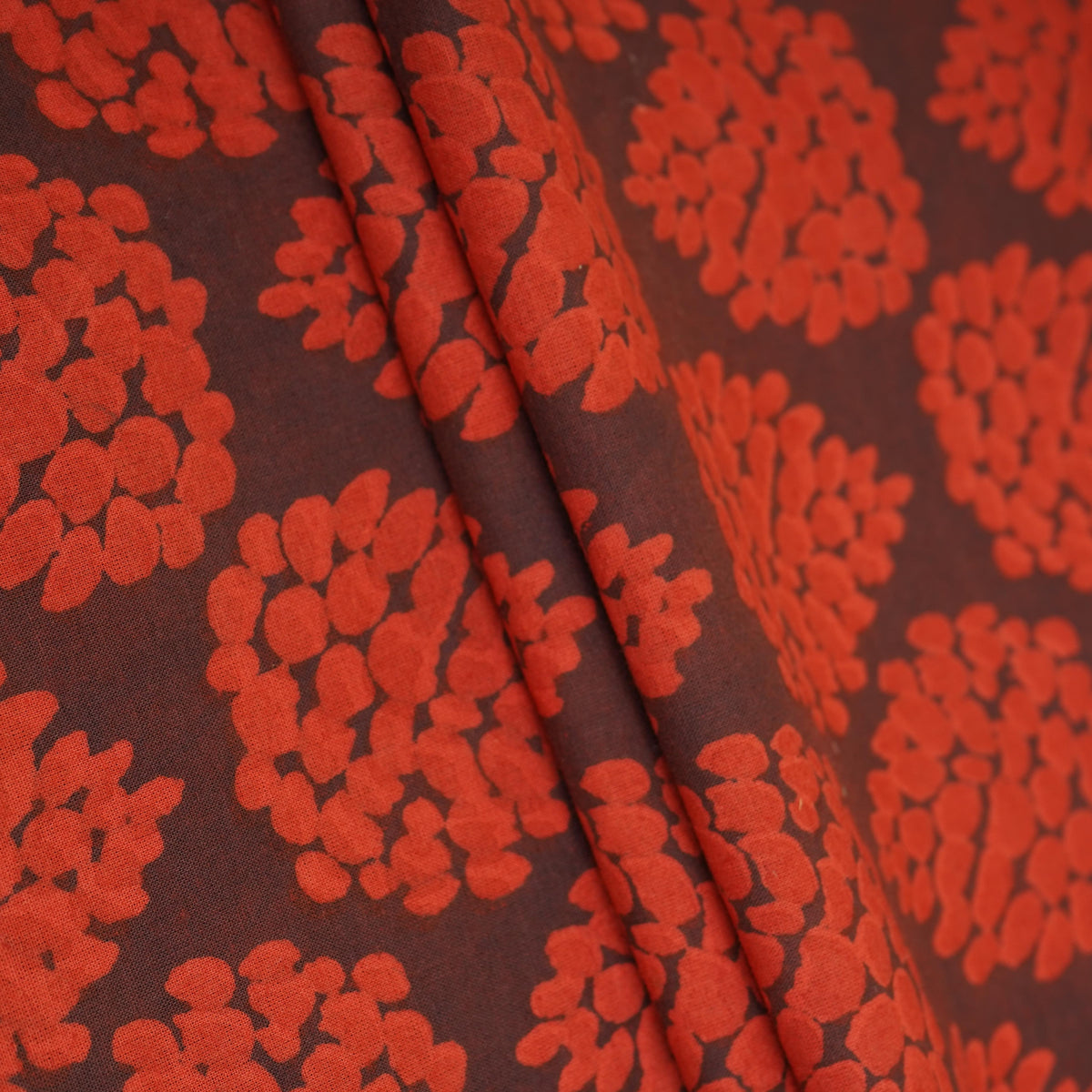 Brick Red Dabu Print Cotton Fabric NC-29650 - TradeUNO