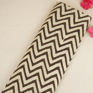 Cream Bagru Print Cotton Fabric NC-29653 - TradeUNO