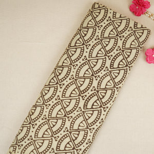 Cream Bagru Print Cotton Fabric NC-29654 - TradeUNO