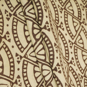 Cream Bagru Print Cotton Fabric NC-29654 - TradeUNO