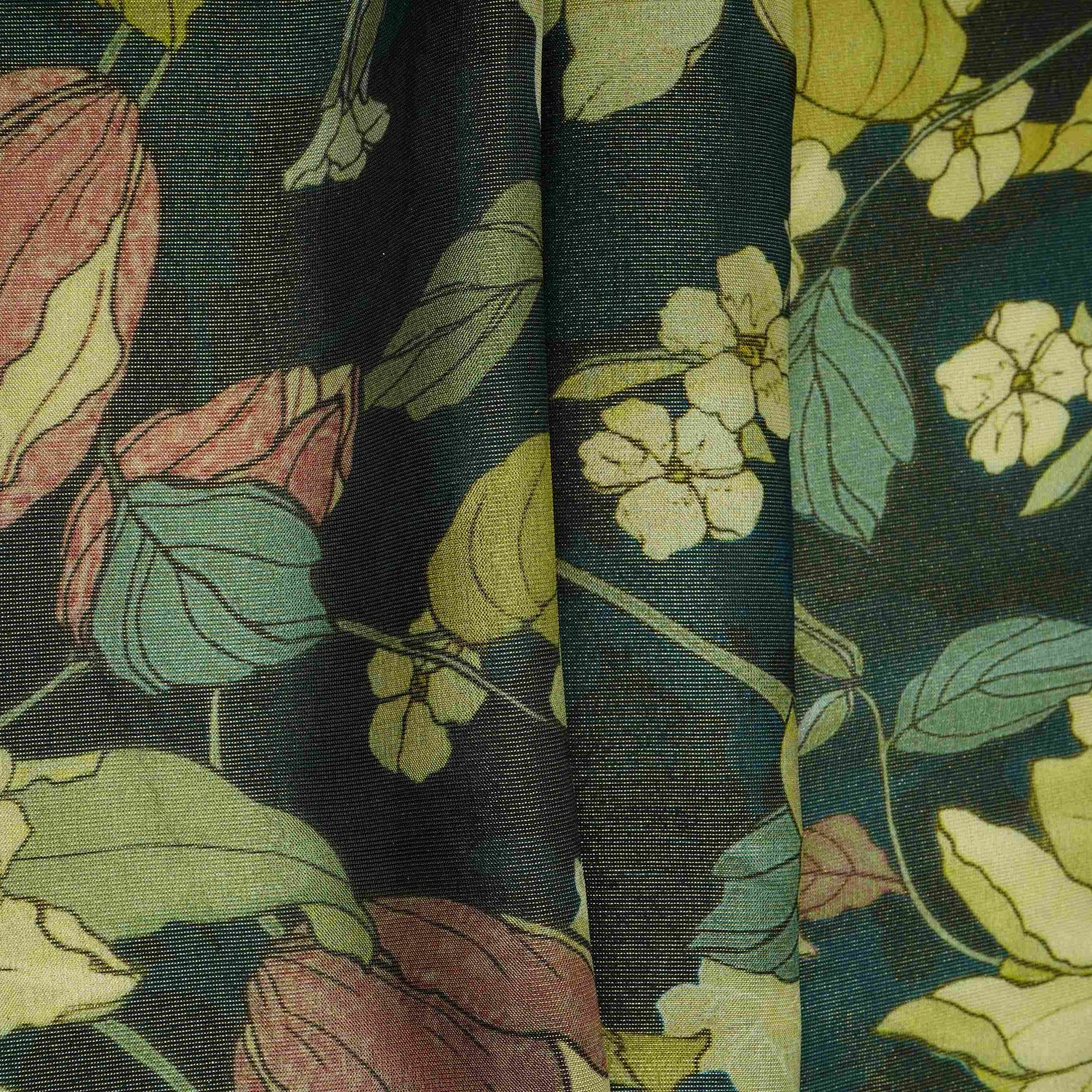 Green floral print Tissue Fabric MTFG-31110
