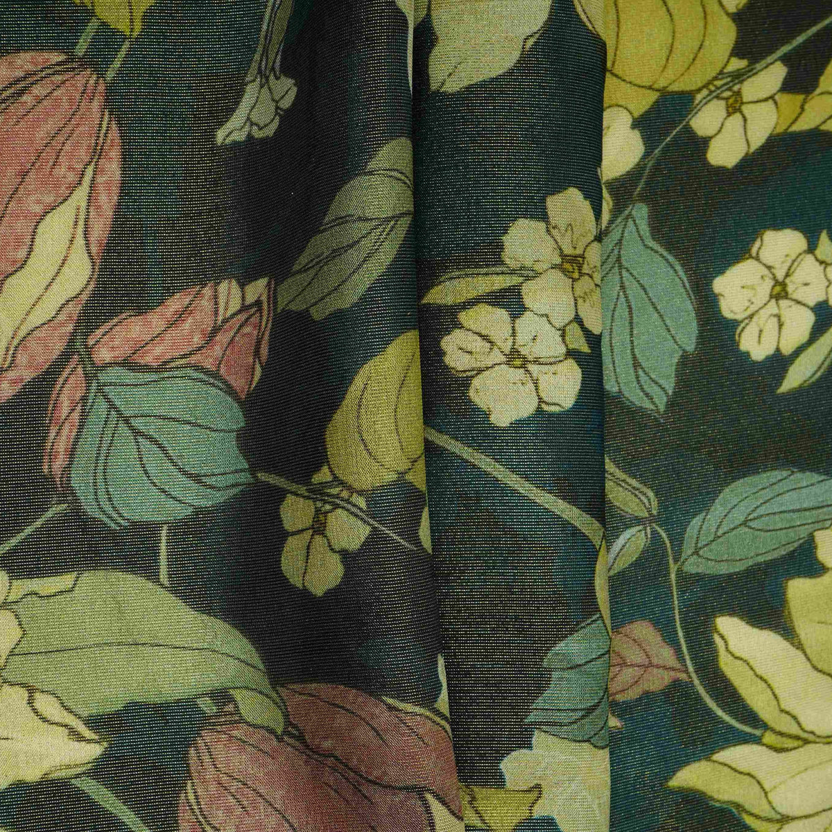 Green floral print Tissue Fabric MTFG-31110 - TradeUNO