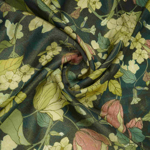 Green floral print Tissue Fabric MTFG-31110 - TradeUNO