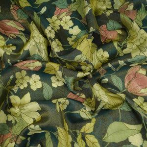 Green floral print Tissue Fabric MTFG-31110 - TradeUNO
