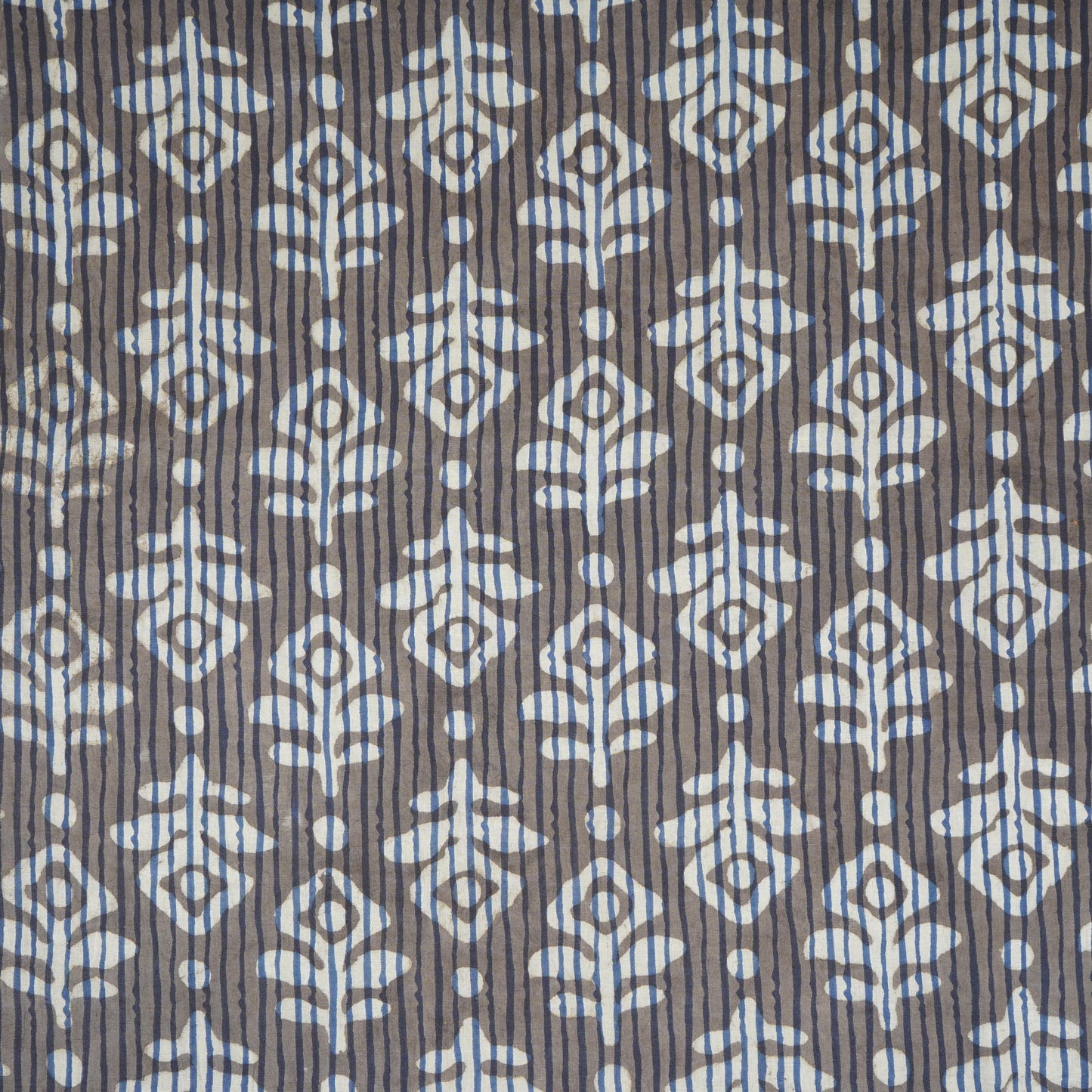 Blue with Multicolor Dabu Print Cotton Fabric NC-29655