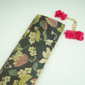 Green floral print Tissue Fabric MTFG-31110 - TradeUNO