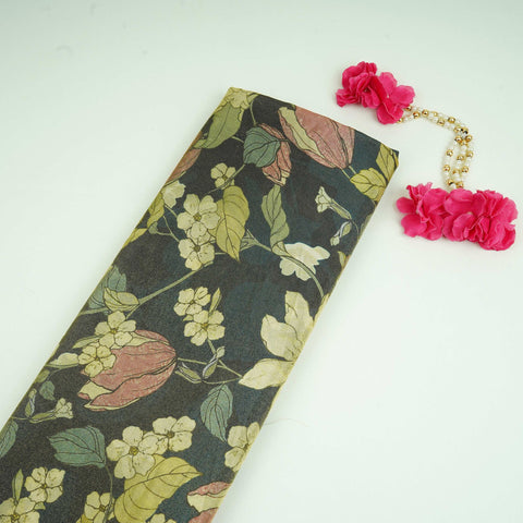 Green floral print Tissue Fabric MTFG-31110