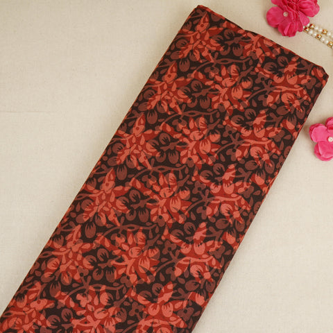 Red with Multicolor Dabu Foil Print Cotton Fabric NC-29658