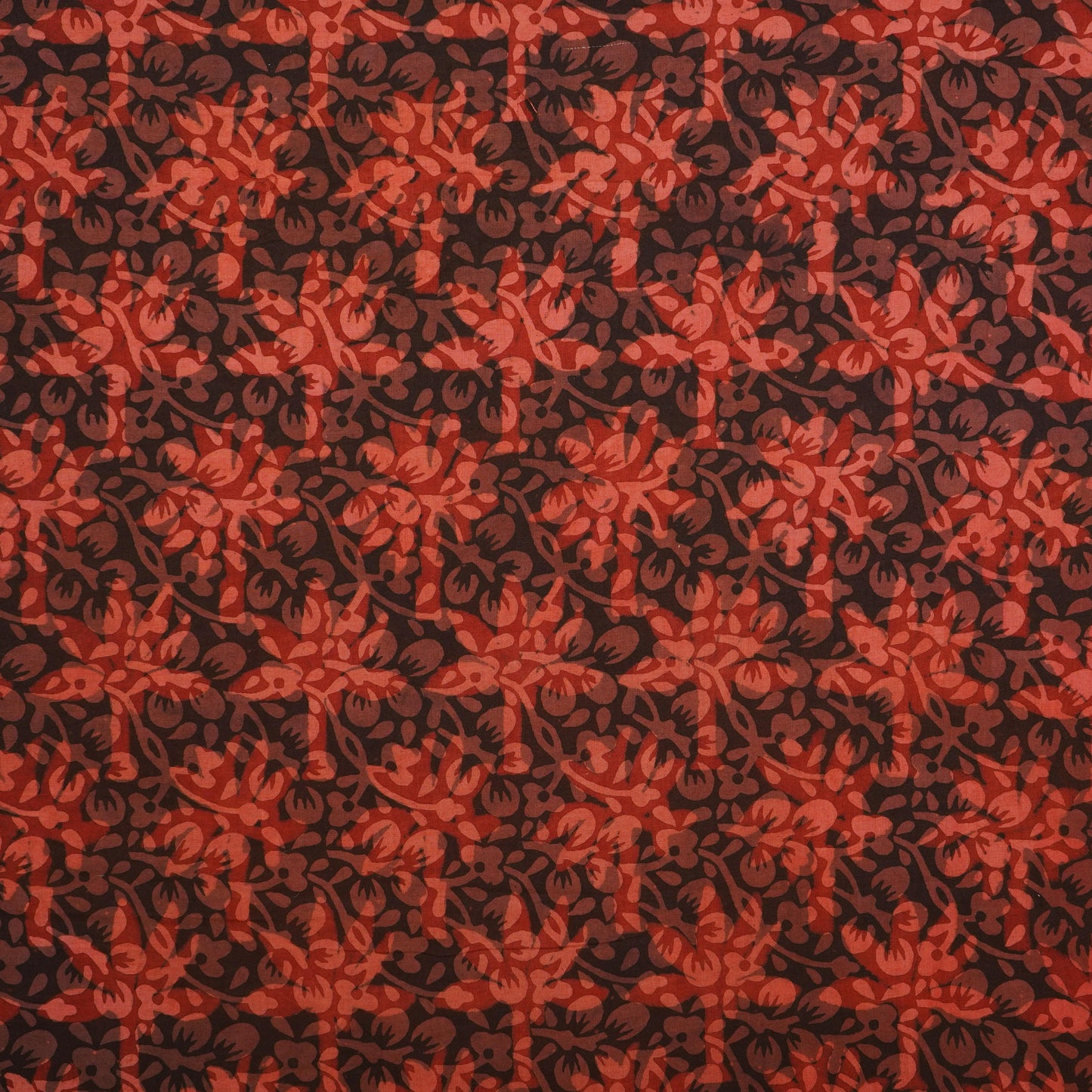 Red with Multicolor Dabu Foil Print Cotton Fabric NC-29658