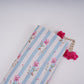 Dusty Blue with Off White Stripes floral 40s Pure Linen Fabric VF-31323 - TradeUNO