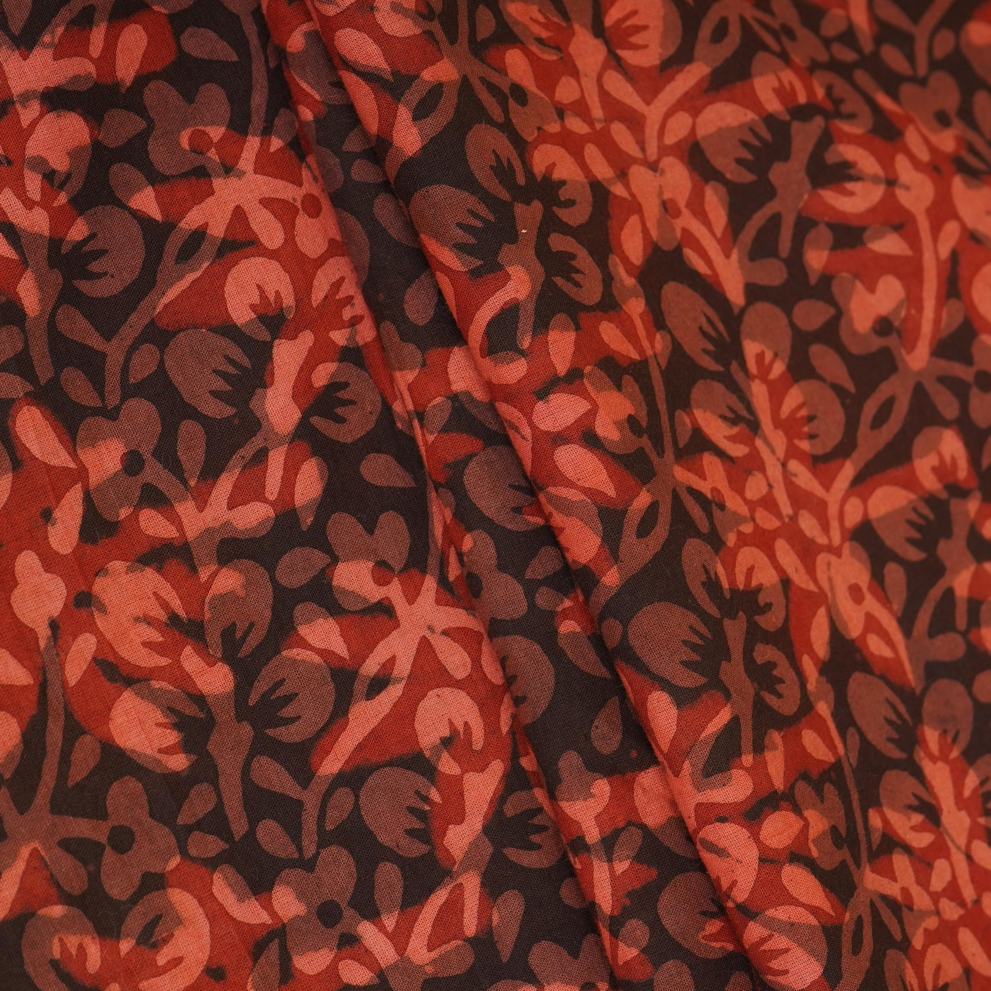 Red with Multicolor Dabu Foil Print Cotton Fabric NC-29658