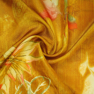 Mustard Yellow floral print Tissue Fabric MTFG-31109 - TradeUNO