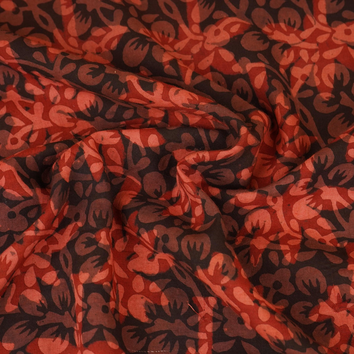 Red with Multicolor Dabu Foil Print Cotton Fabric NC-29658