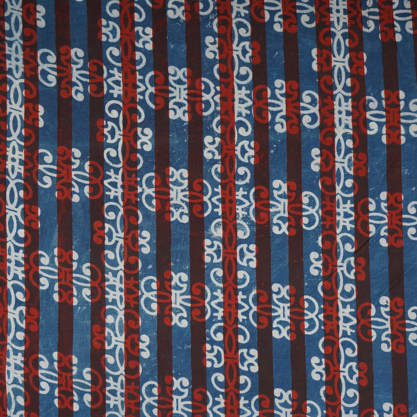 Blue with Multicolor Dabu Foil Print Cotton Fabric NC-29645
