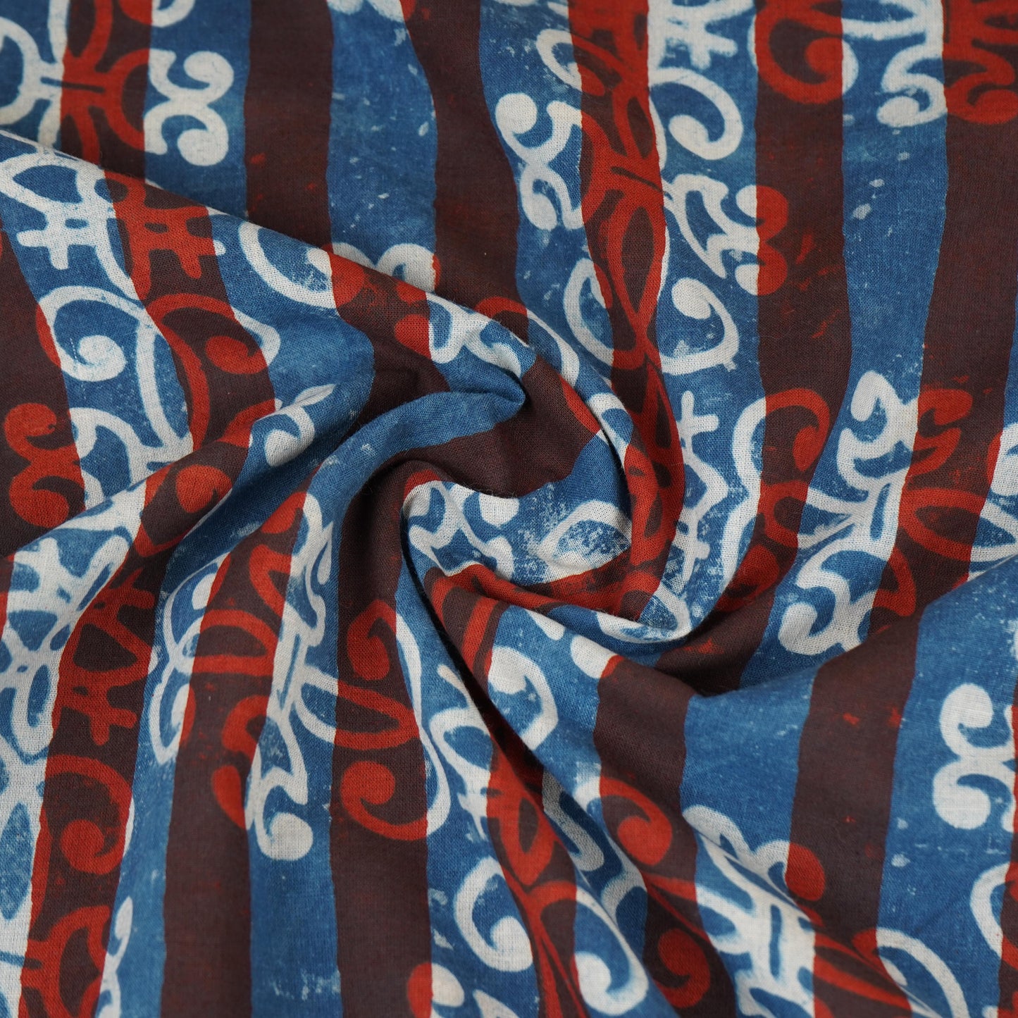 Blue & Red Dabu Print Cotton Fabric NC-29657