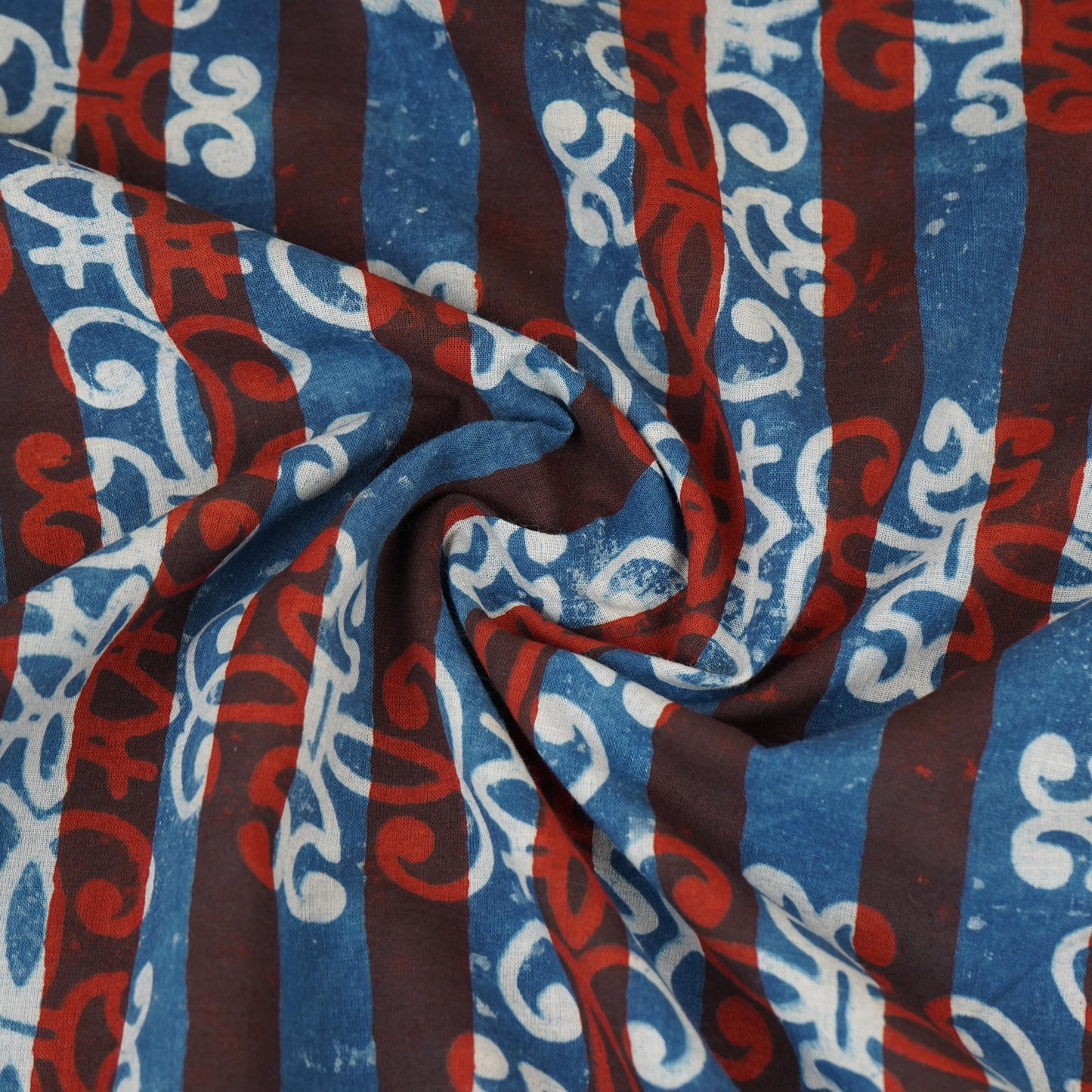 Blue with Multicolor Dabu Foil Print Cotton Fabric NC-29645