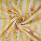 Lime Green with Off White Stripes floral 40s Pure Linen Fabric VF-31325 - TradeUNO