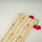 Lime Green with Off White Stripes floral 40s Pure Linen Fabric VF-31325 - TradeUNO