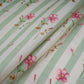 Sage Green with Off White Stripes floral 40s Pure Linen Fabric VF-31324 - TradeUNO