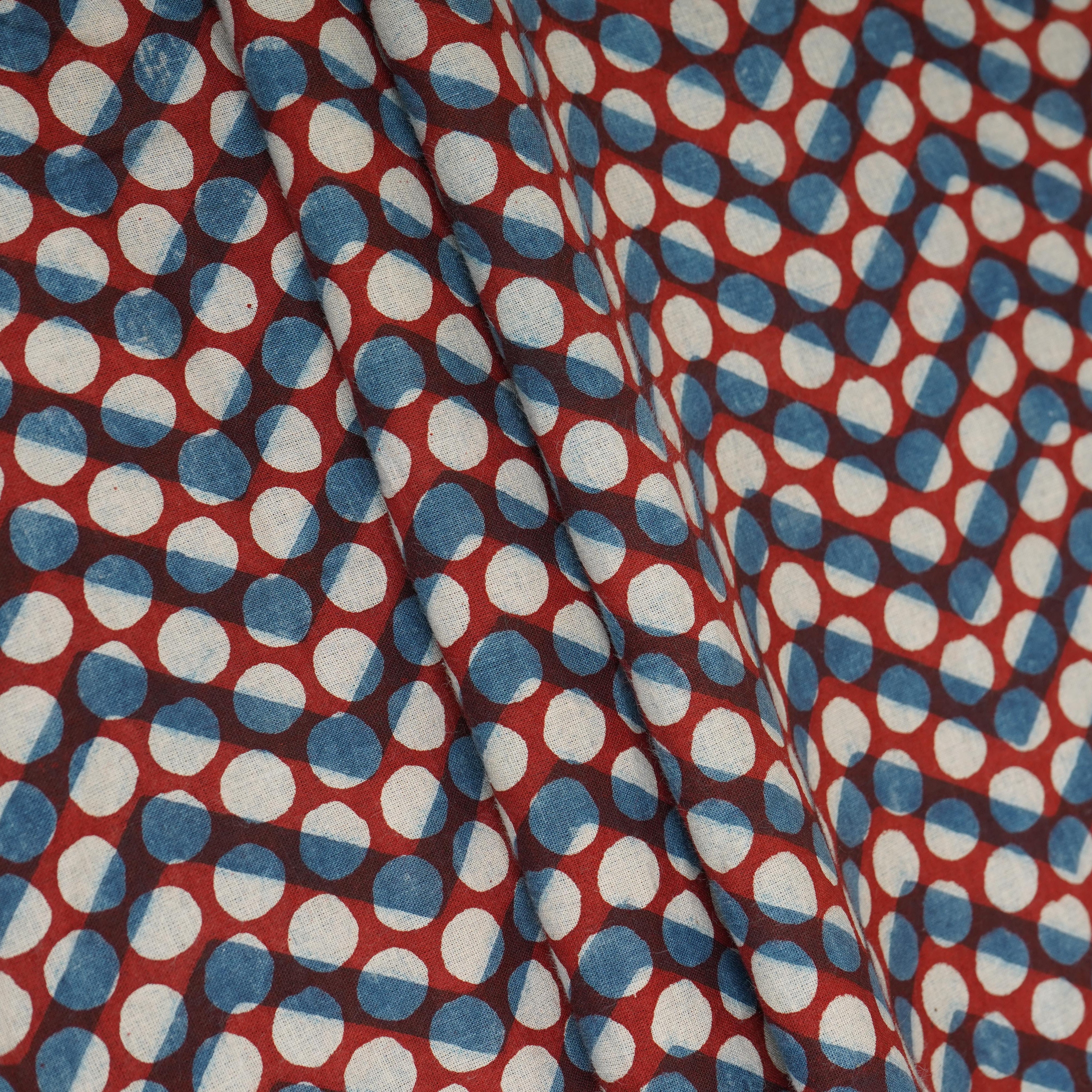Blue with Multicolor Dabu Print Cotton Fabric NC-29666 - TradeUNO