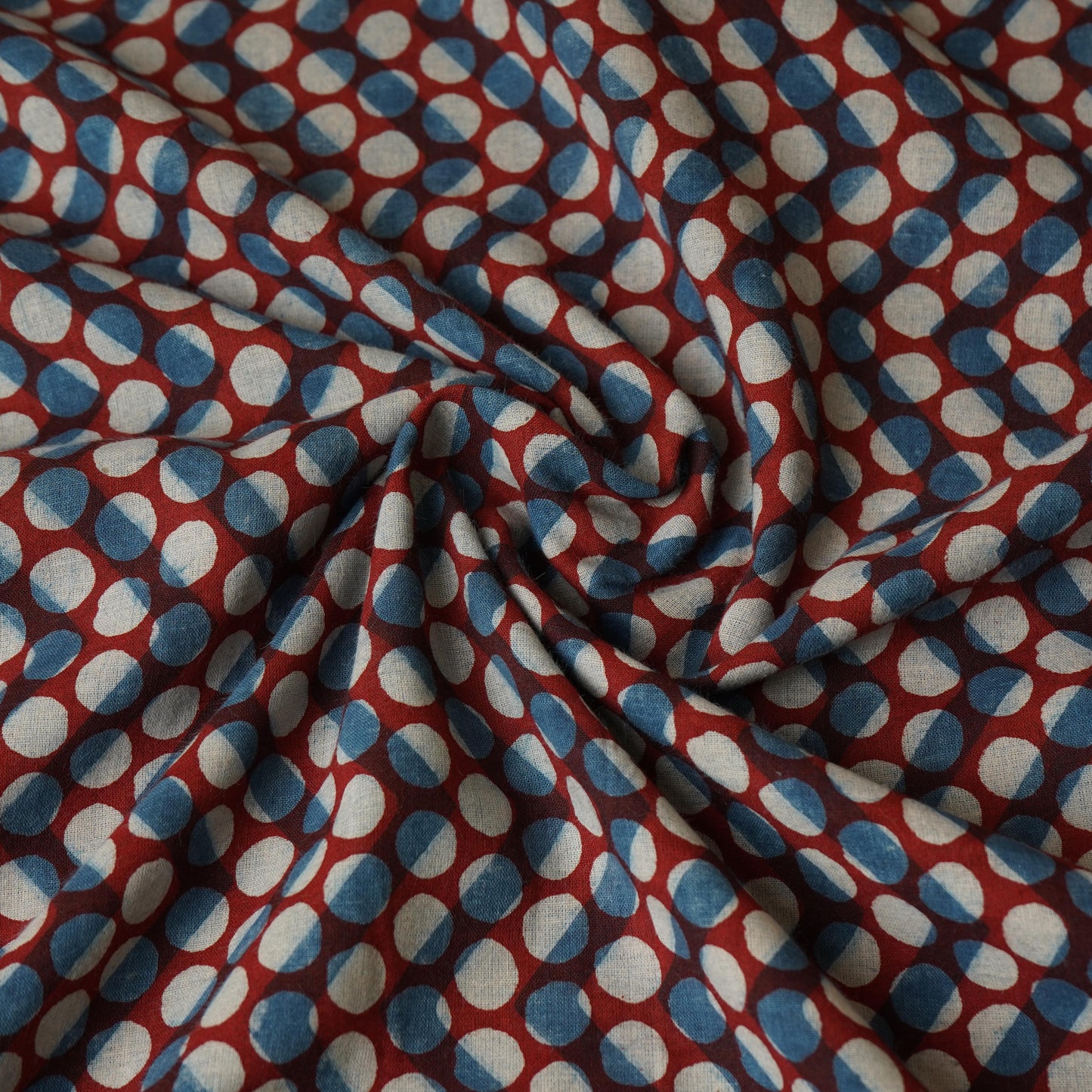 Blue with Multicolor Dabu Print Cotton Fabric NC-29666