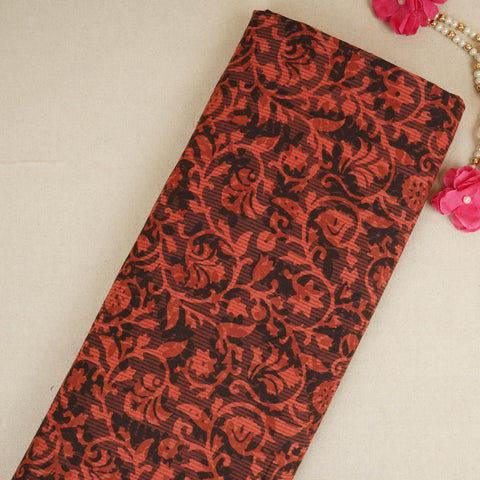 Brick Red with Multicolor Dabu Print Cotton Fabric NC-29659