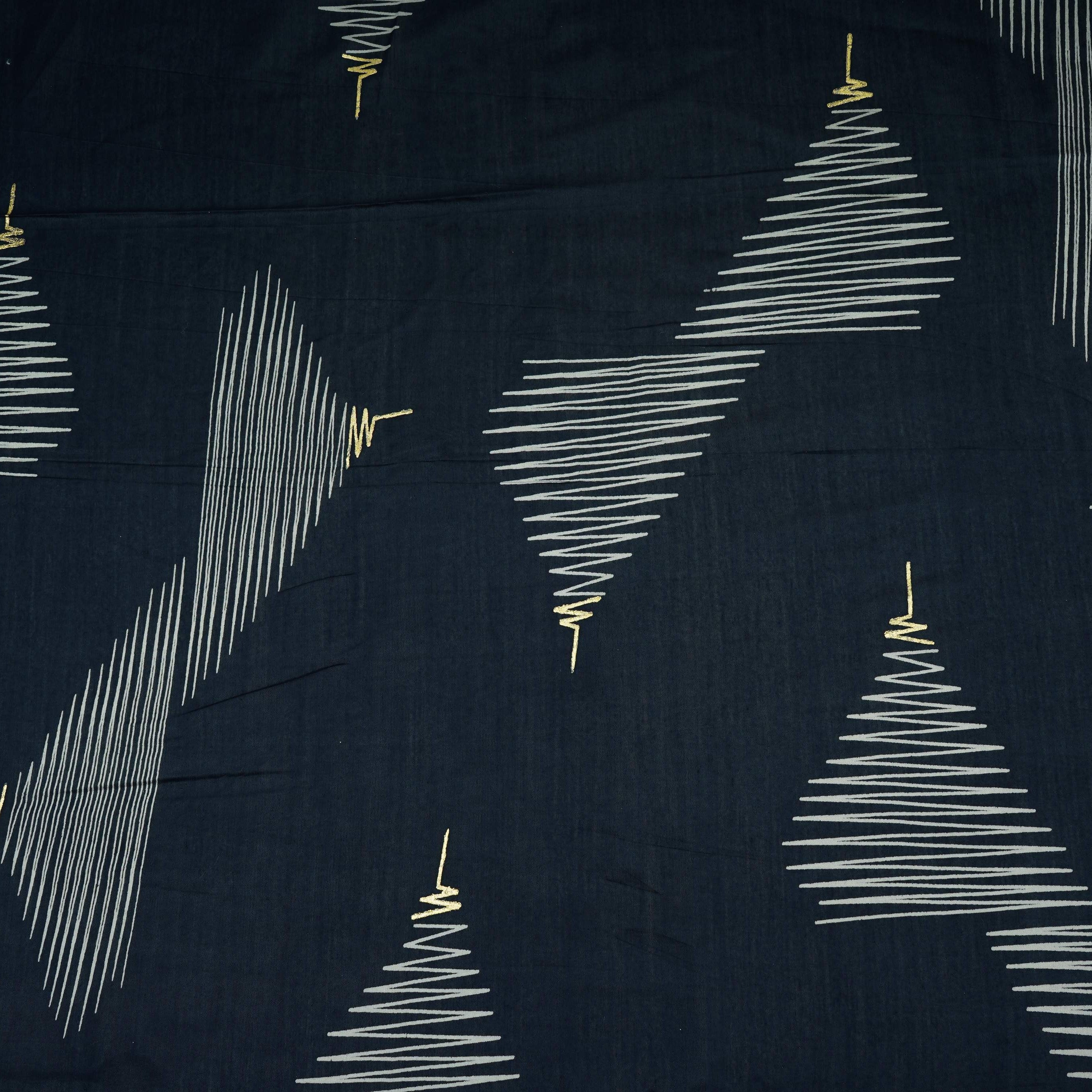 Navy Blue Foil Abstract print Eri Cotton Fabric MTFG-31067 - TradeUNO