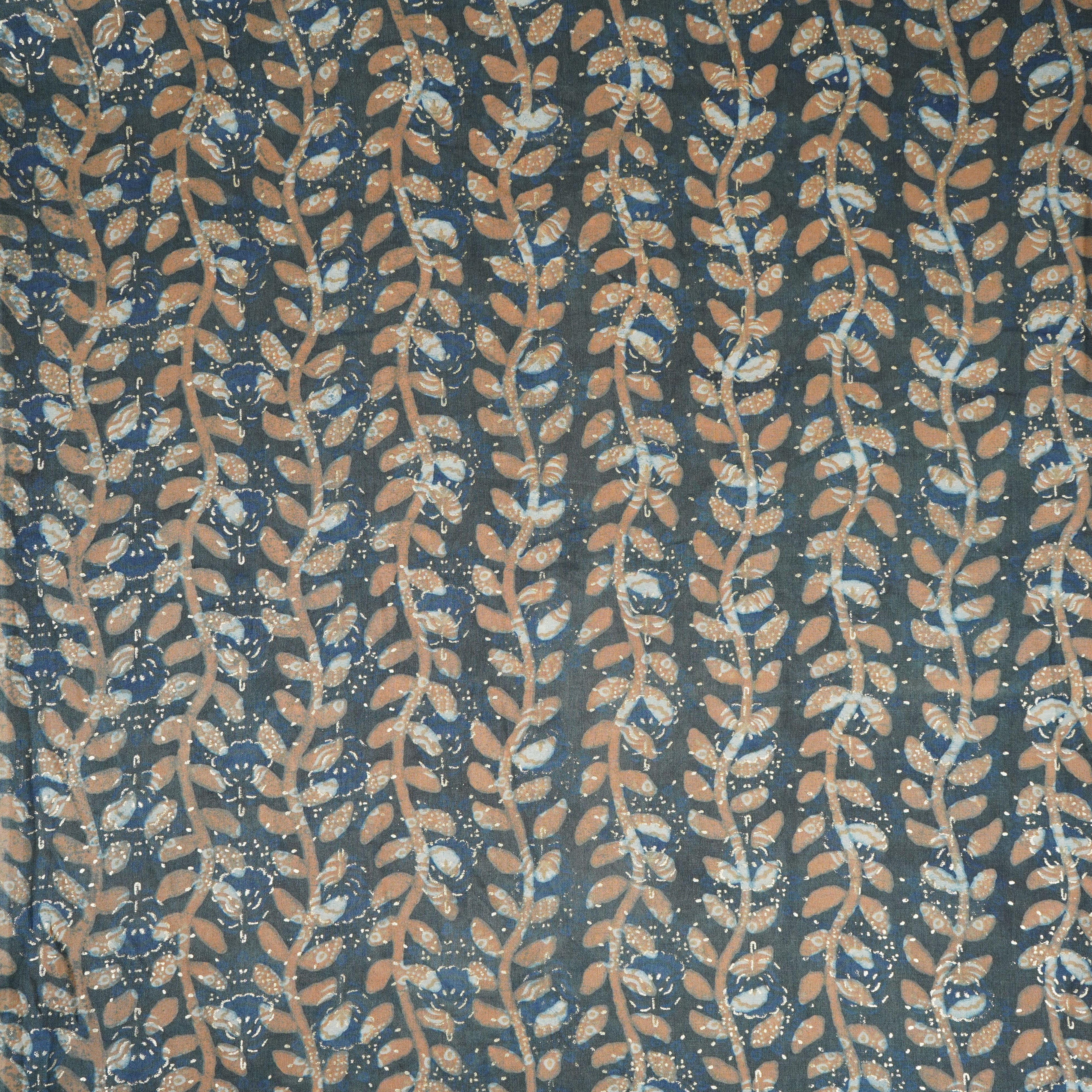 Blue with Multicolor Dabu Foil Print Cotton Fabric NC-29647 - TradeUNO