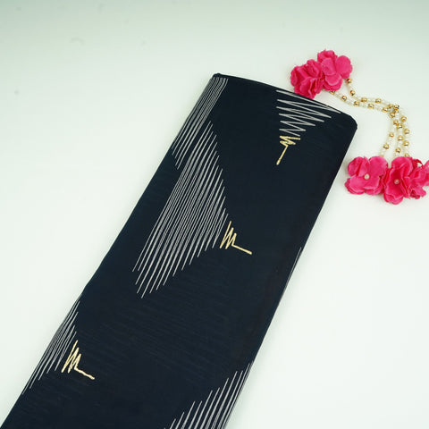 Navy Blue Foil Abstract print Eri Cotton Fabric MTFG-31067