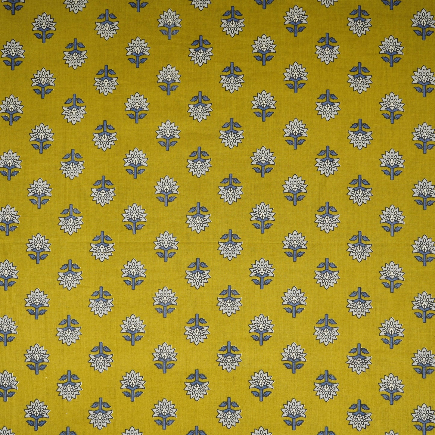 Mustard Floral Print Cotton Fabric AFI-29578