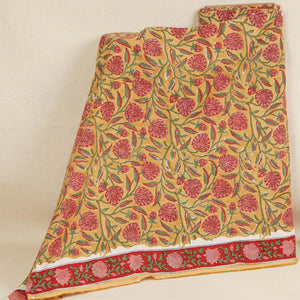 Mustard Floral Print Cotton Fabric AFI-29603 - TradeUNO