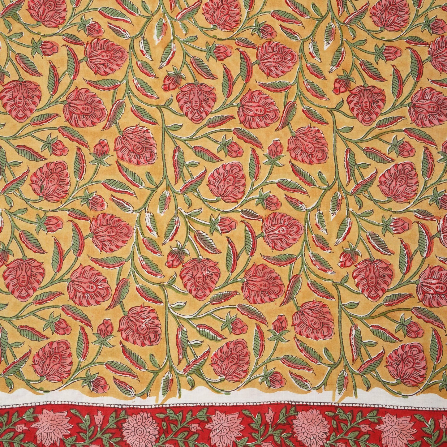 Mustard Floral Print Cotton Fabric AFI-29603