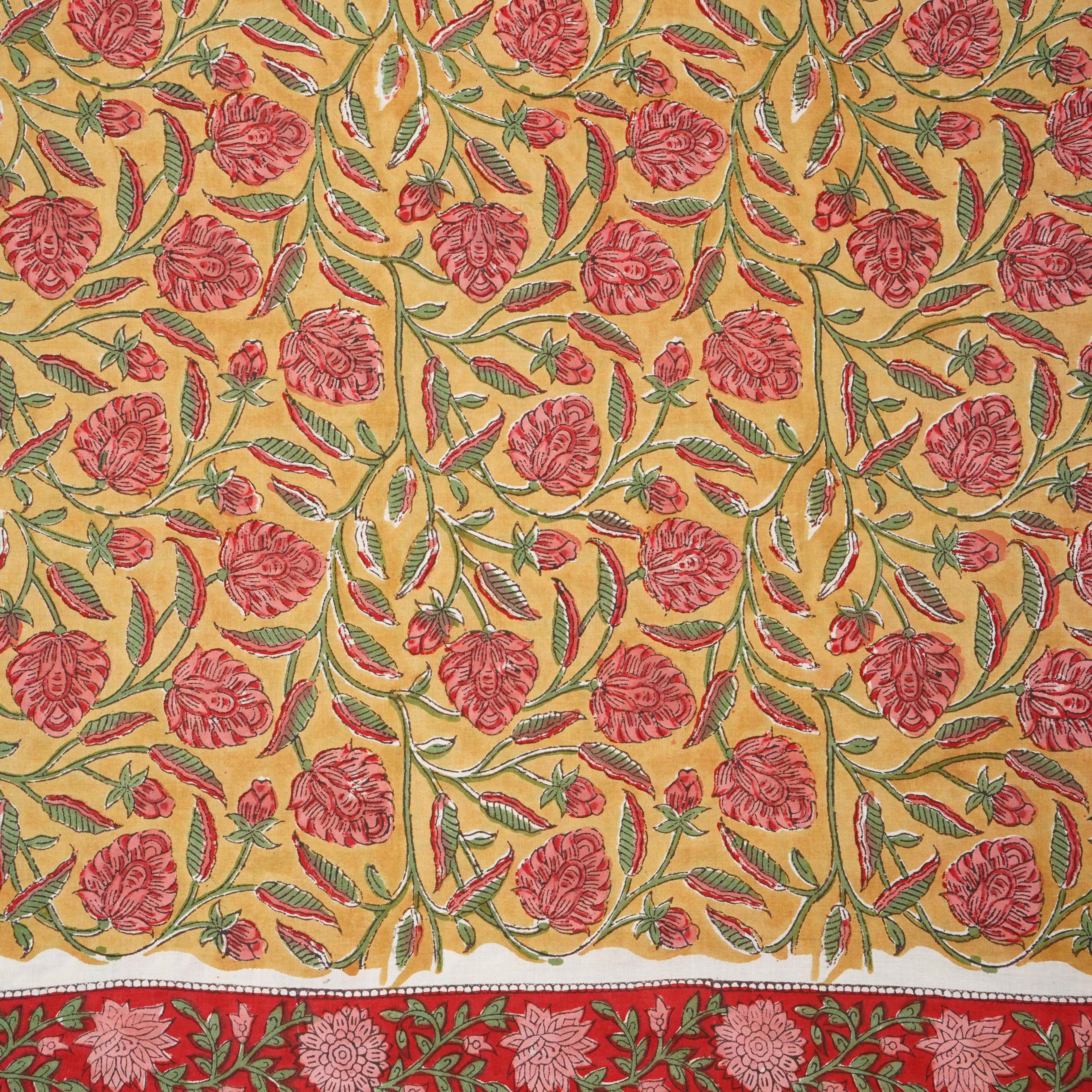 Mustard Floral Print Cotton Fabric AFI-29603 - TradeUNO