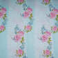 Ice Blue floral stripes print 40s Pure Linen Fabric VF-31320