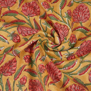 Mustard Floral Print Cotton Fabric AFI-29603 - TradeUNO