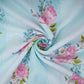 Ice Blue floral stripes print 40s Pure Linen Fabric VF-31320