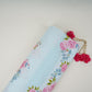 Ice Blue floral stripes print 40s Pure Linen Fabric VF-31320