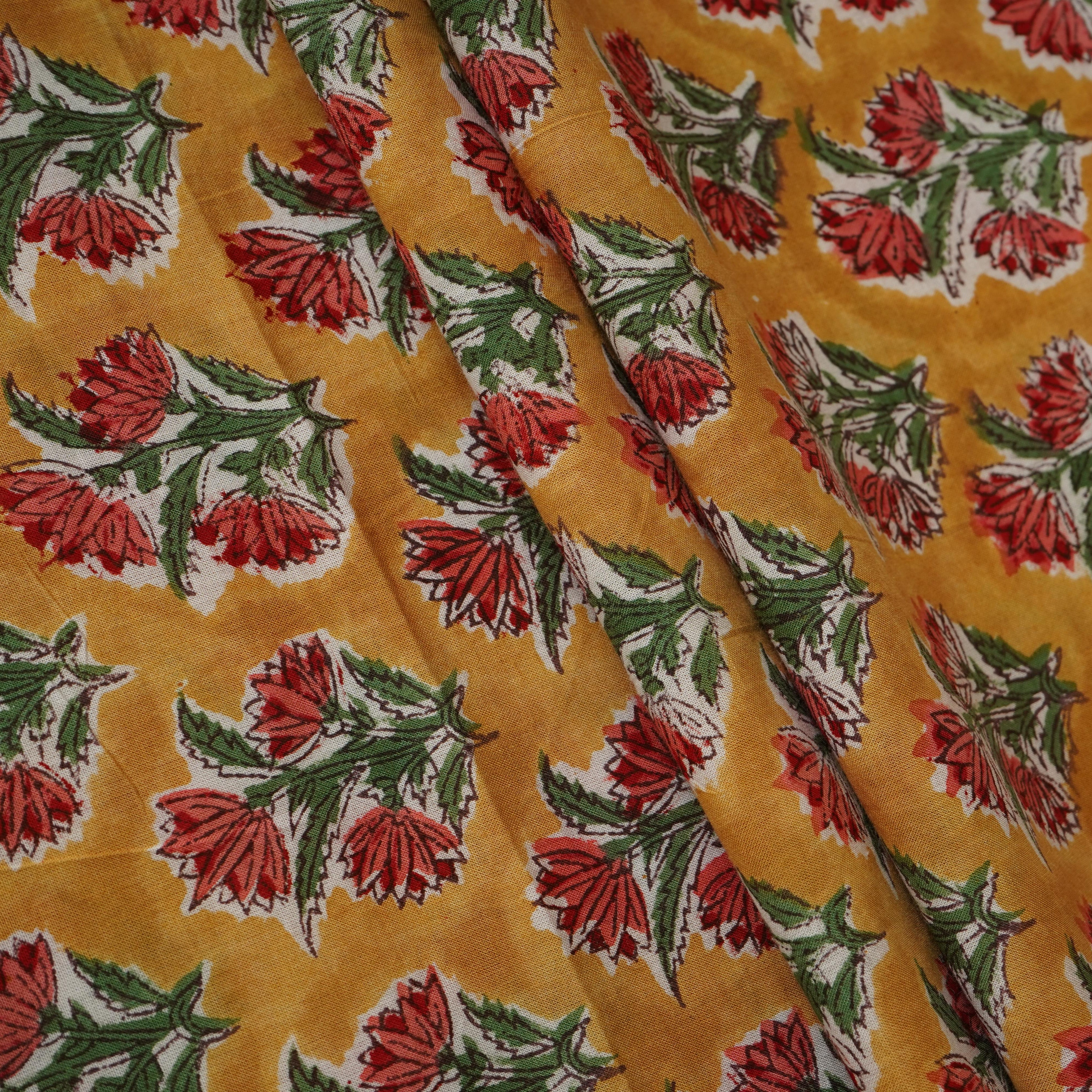 Yellow floral print Cotton Fabric AFI-29606 - TradeUNO