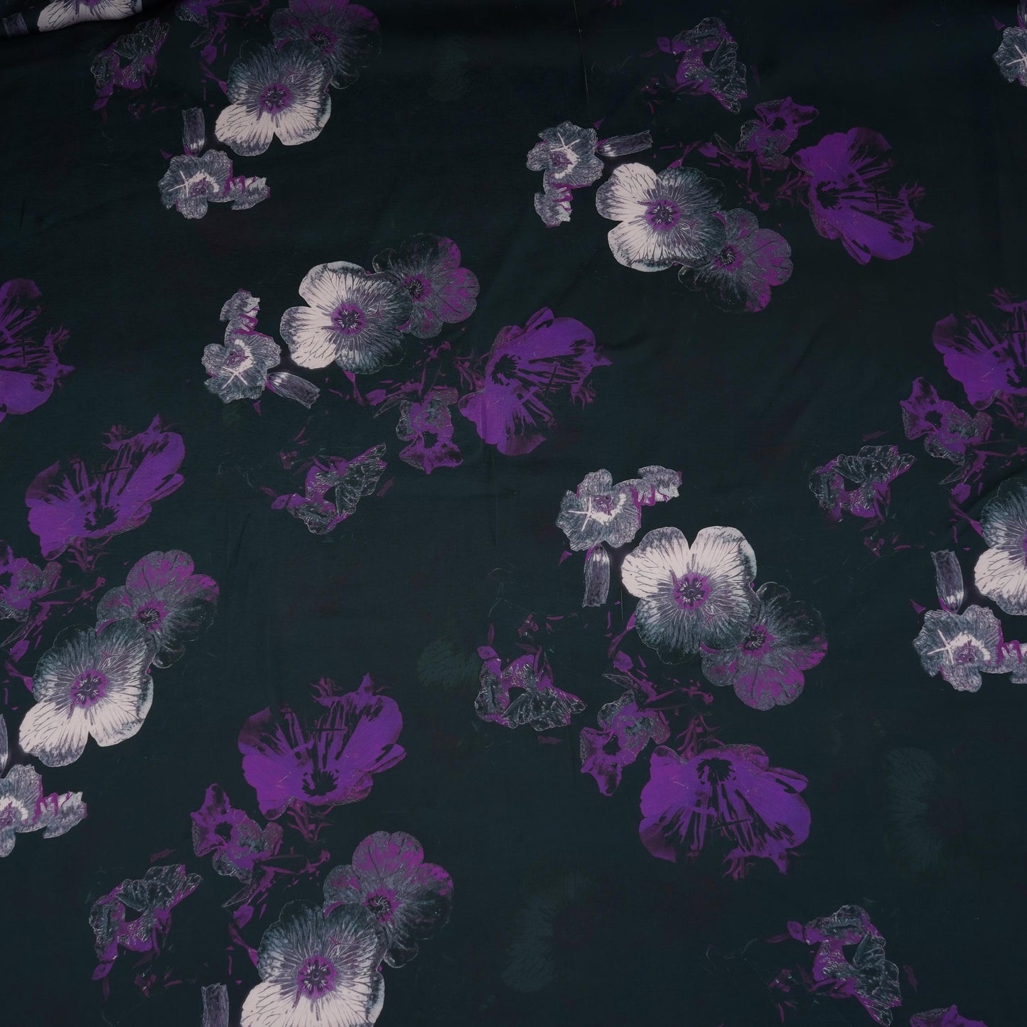 Black floral print Modal Silk Fabric MTFG-31080