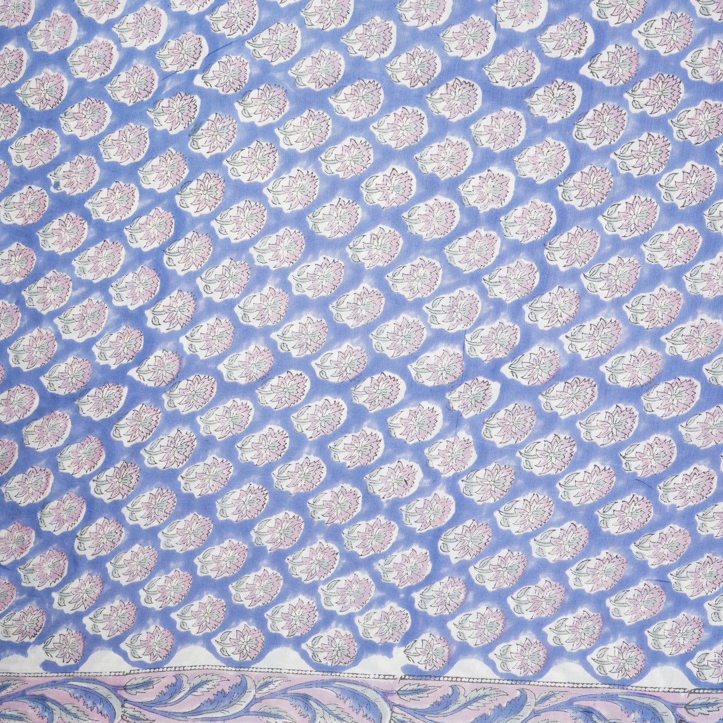 Sky Blue floral Print Muslin Fabric AFI-29538