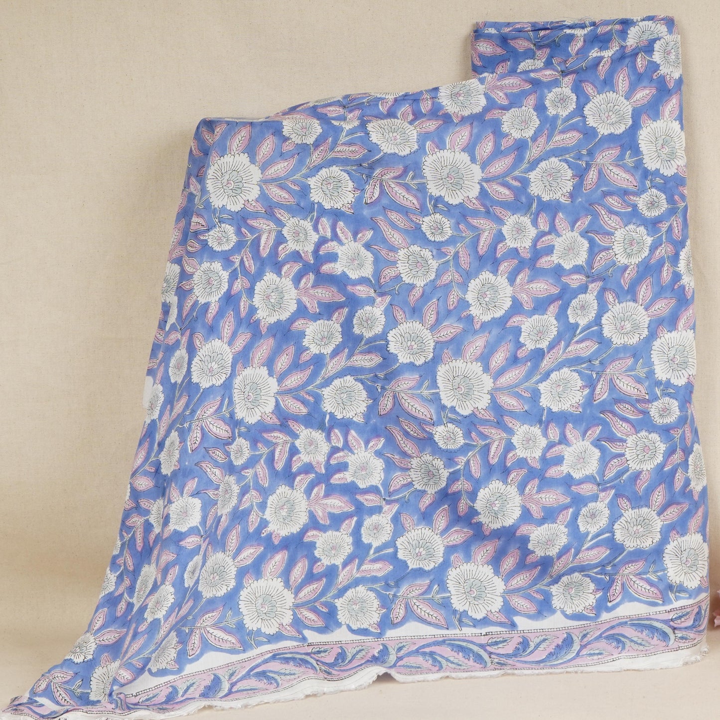 Sky Blue floral Print Muslin Fabric AFI-29539