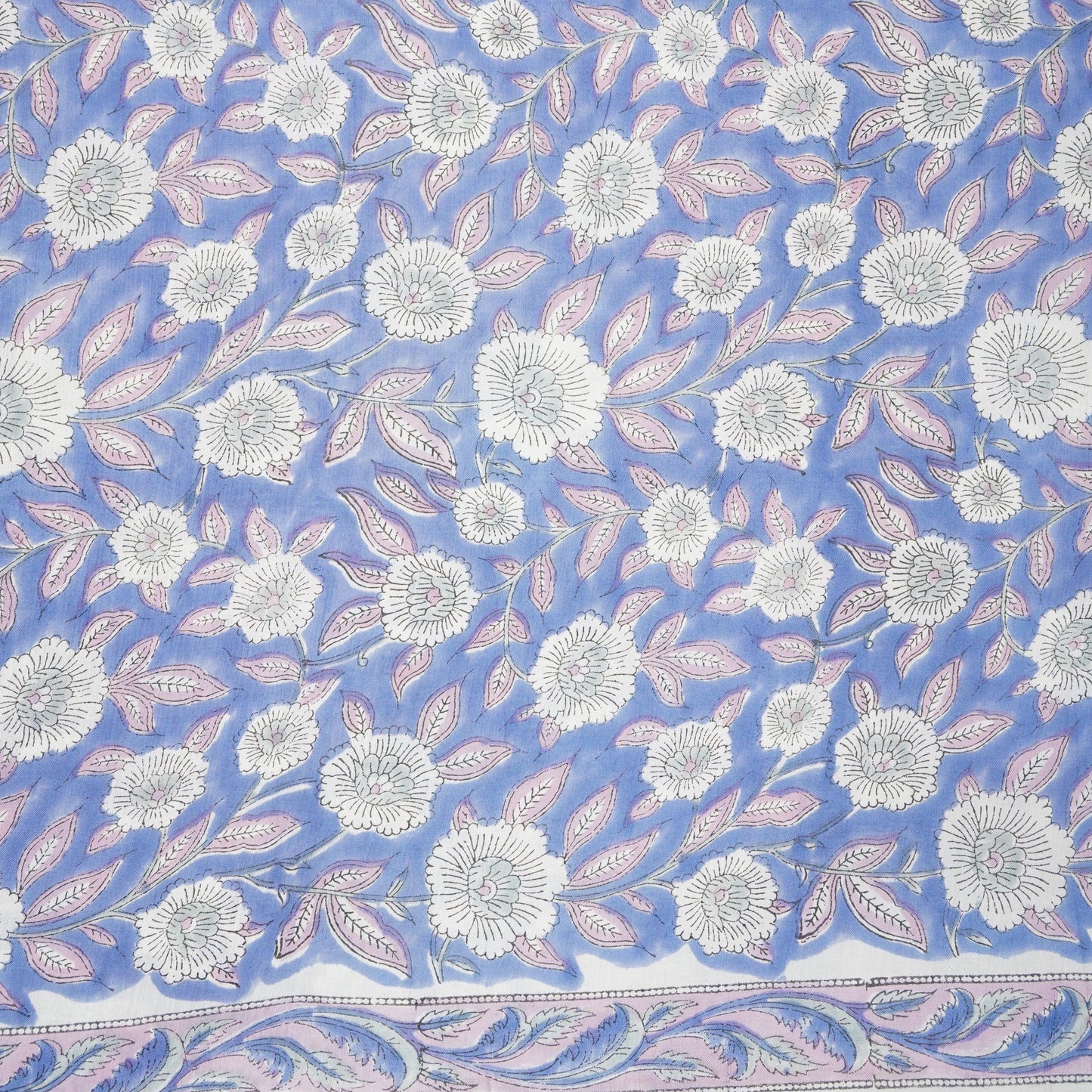 Sky Blue floral Print Muslin Fabric AFI-29539