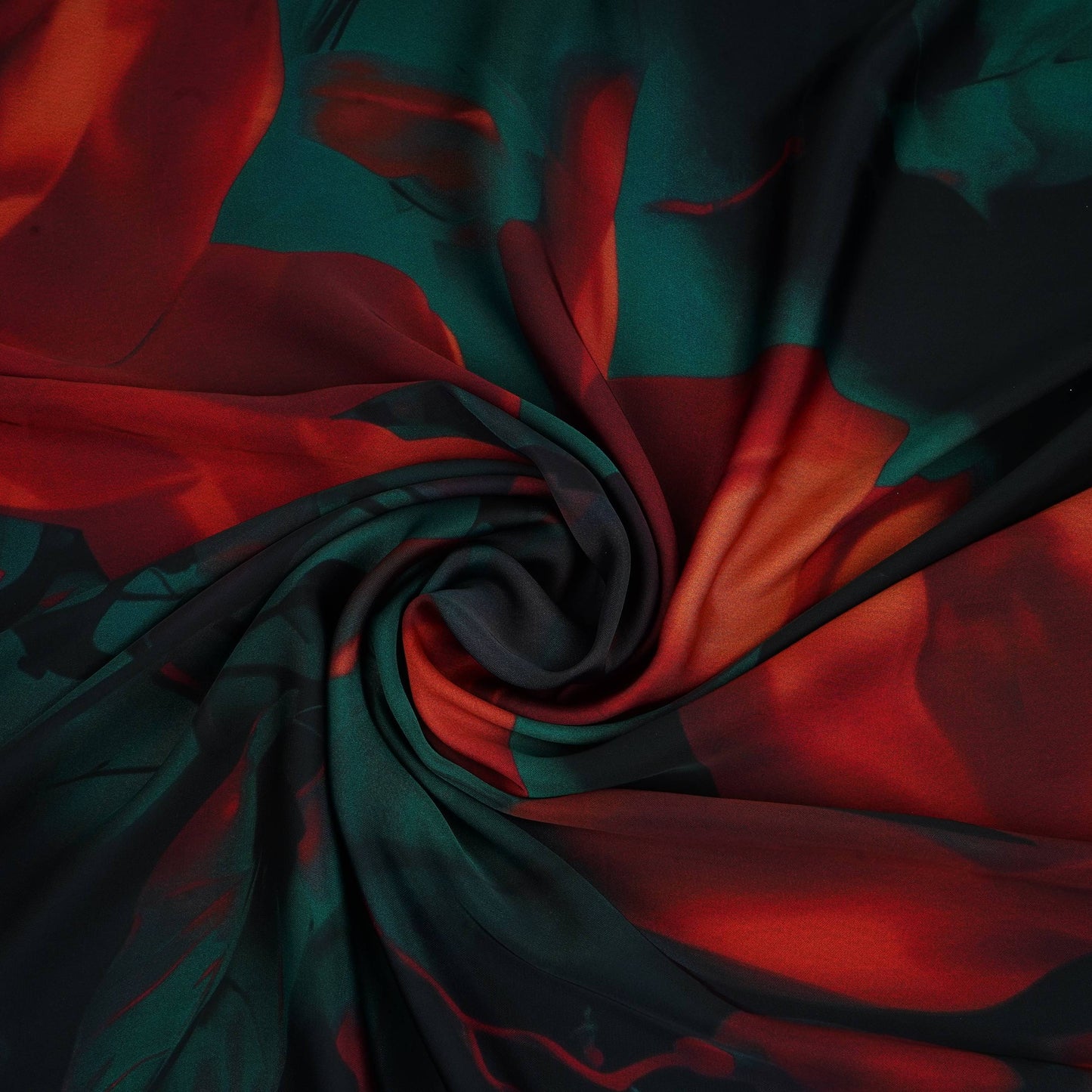 Black floral print Modal Satin Fabric MTFG-31088