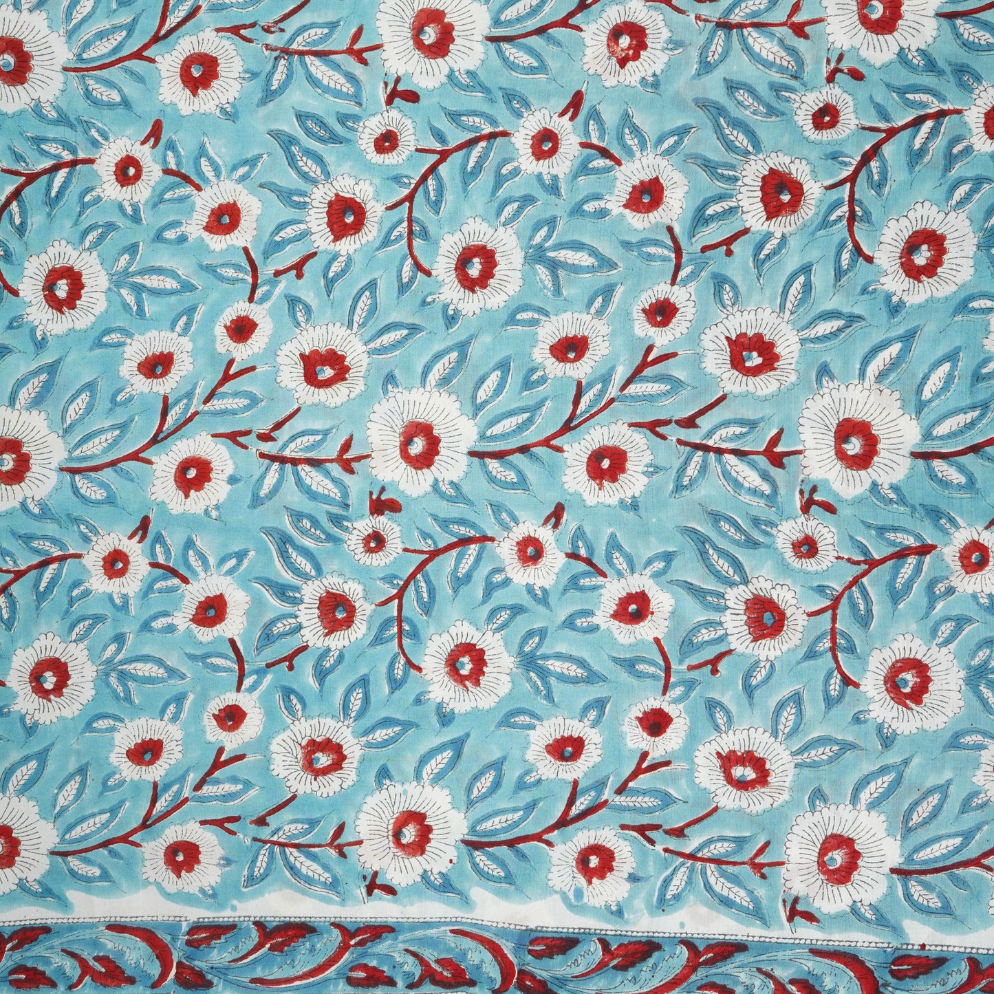 Sea Blue floral Print Muslin Fabric AFI-29537