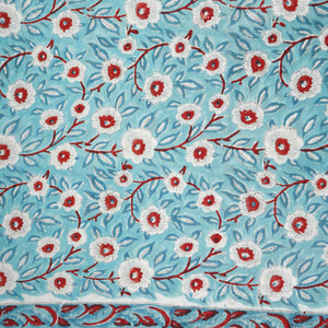 Sea Blue floral Print Muslin Fabric AFI-29537 - TradeUNO